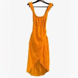 Elegant Orange Sleeveless Summer Dress